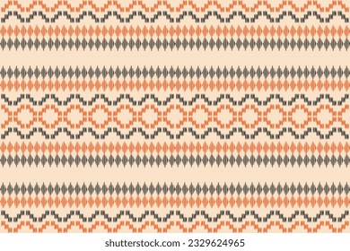 Ethnic Ikat fabric pattern geometric style.African Ikat embroidery Ethnic oriental pattern brown cream background. Abstract,vector,illustration.Texture,frame,scarf,decoration,wallpaper,silk motif.