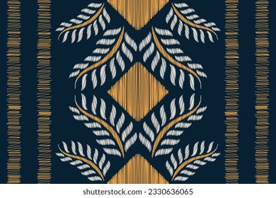 Ethnic Ikat fabric pattern geometric style.African Ikat embroidery Ethnic oriental pattern blue background. Abstract,vector,illustration.Texture,frame,scarf,decoration,carpet,wallpaper,silk motif.