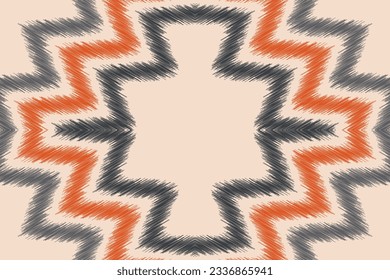 Estilo geométrico del patrón de tela de Ikat de origen étnico. bordado de ikat de origen étnico oriental de color crema marrón. Resumen,vector,ilustración.Textura,marco,bufanda,decoración,papel pintado,motivos de seda.