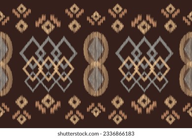 Ethnic Ikat fabric pattern geometric style.African Ikat embroidery Ethnic oriental pattern brown background. Abstract,vector,illustration.Texture,frame,scarf,decoration,carpet,wallpaper,silk motif.