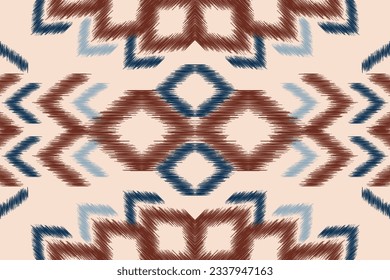 Estilo geométrico del patrón de tela de Ikat de origen étnico. bordado de ikat de origen étnico oriental de color crema marrón. Resumen,vector,ilustración.Textura,marco,bufanda,decoración,papel pintado,motivos de seda.