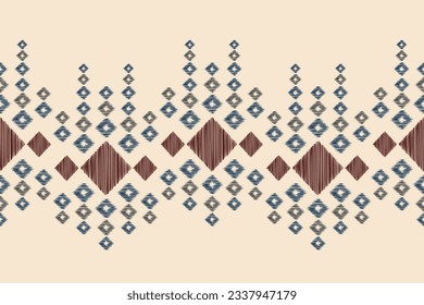 Ethnic Ikat fabric pattern geometric style.African Ikat embroidery Ethnic oriental pattern brown cream background. Abstract,vector,illustration.Texture,frame,scarf,decoration,wallpaper,silk motif.