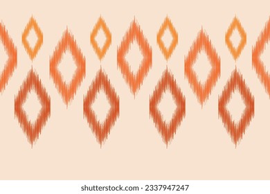 Ethnic Ikat fabric pattern geometric style.African Ikat embroidery Ethnic oriental pattern brown cream background. Abstract,vector,illustration.Texture,frame,scarf,decoration,wallpaper,silk motif.