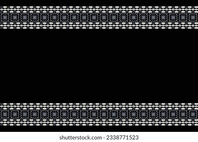 Ethnische Ikat-Stoffmuster geometrischen Stil.afrikanische Ikat Stickerei Ethnische orientalische Muster schwarzen Hintergrund. Abstrakt,Vektorgrafik,Textur,Rahmen,Schal,Dekoration,Teppich,Tapeten,Seidenmotive.
