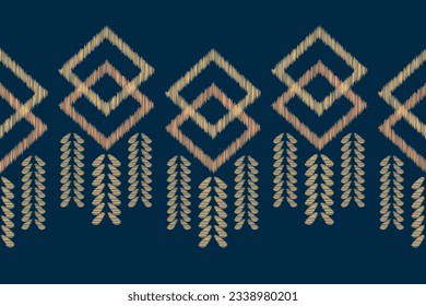 Ethnic Ikat fabric pattern geometric style.African Ikat embroidery Ethnic oriental pattern blue background. Abstract,vector,illustration.Texture,frame,scarf,decoration,carpet,wallpaper,silk motif.