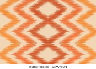 Ethnic Ikat fabric pattern geometric style.African Ikat embroidery Ethnic oriental pattern brown cream background. Abstract,vector,illustration.Texture,frame,scarf,decoration,wallpaper,silk motif.