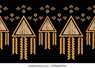 Ethnic Ikat fabric pattern geometric style.African Ikat embroidery Ethnic oriental pattern black background. Abstract,vector,illustration.Texture,frame,scarf,decoration,carpet,wallpaper,silk motif.
