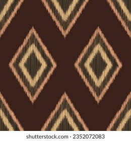 Ethnic Ikat fabric pattern geometric style.African Ikat embroidery Ethnic oriental pattern brown background. Abstract,vector,illustration.Texture,frame,scarf,decoration,wallpaper,silk,motif.