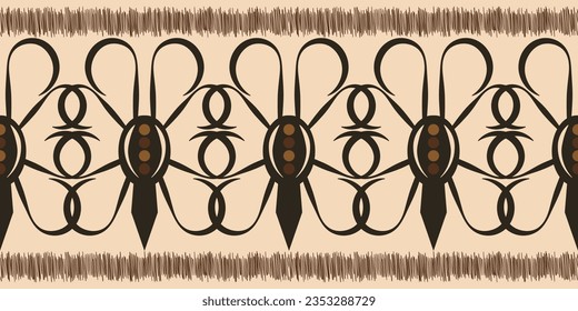 Estilo geométrico del patrón de tela de Ikat de origen étnico. bordado de ikat de origen étnico oriental de color crema marrón. Resumen,vector,ilustración.Textura,marco,bufanda,decoración,papel pintado,seda,motivo.