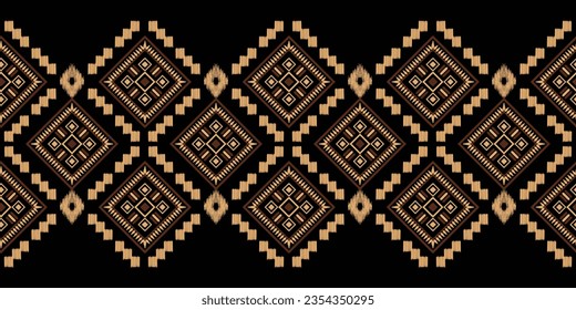 Ethnic Ikat fabric pattern geometric style.African Ikat embroidery Ethnic oriental pattern black background. Abstract,vector,illustration.Texture,frame,scarf,decoration,carpet,wallpaper,silk motif.