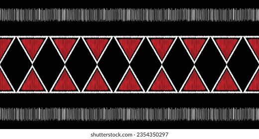 Ethnic Ikat fabric pattern geometric style.African Ikat embroidery Ethnic oriental pattern black background. Abstract,vector,illustration.Texture,frame,scarf,decoration,carpet,wallpaper,silk motif.