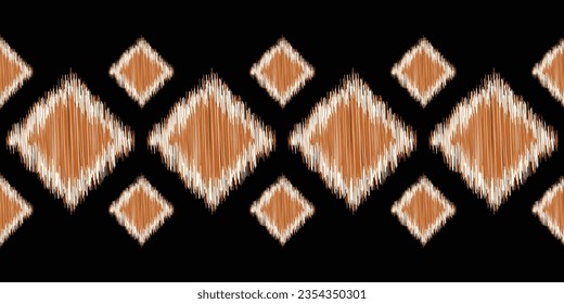 Ethnic Ikat fabric pattern geometric style.African Ikat embroidery Ethnic oriental pattern black background. Abstract,vector,illustration.Texture,frame,scarf,decoration,carpet,wallpaper,silk motif.
