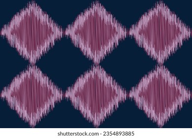 Ethnische Ikat-Stoffmuster geometrischen Stil.afrikanische Ikat Stickerei Ethnische orientalische Muster blauer Hintergrund. Abstrakt,Vektorgrafik,Textur,Rahmen,Schal,Dekoration,Tapete,Seide,Motiv.