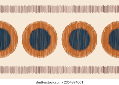 Ethnic Ikat fabric pattern geometric style.African Ikat embroidery Ethnic oriental pattern brown cream background. Abstract,vector,illustration.Texture,frame,scarf,decoration,wallpaper,silk,motif.