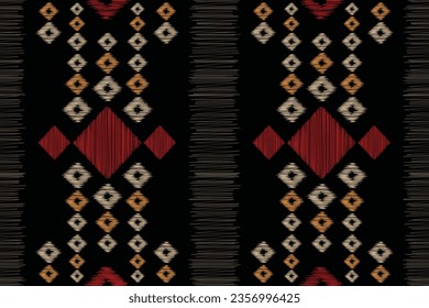 Ethnic Ikat fabric pattern geometric style.African Ikat embroidery Ethnic oriental pattern black background. Abstract,vector,illustration.Texture,frame,scarf,decoration,carpet,wallpaper,silk motif.