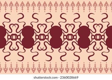 Estilo geométrico del patrón de tela de Ikat de origen étnico. bordado de ikat de origen étnico oriental de color crema marrón. Resumen,vector,ilustración.Textura,marco,bufanda,decoración,papel pintado,seda,motivo.