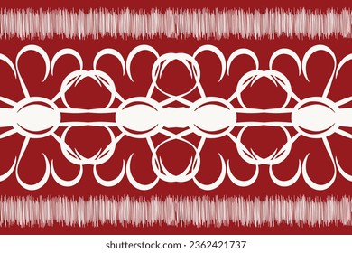 Ethnic Ikat fabric pattern geometric style.African Ikat embroidery Ethnic oriental pattern red background. Abstract,vector,illustration.Texture,clothing,frame,decoration,carpet,motif.