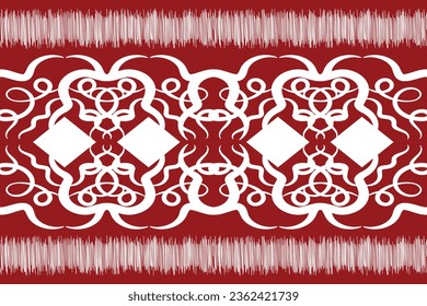 Ethnic Ikat fabric pattern geometric style.African Ikat embroidery Ethnic oriental pattern red background. Abstract,vector,illustration.Texture,clothing,frame,decoration,carpet,motif.
