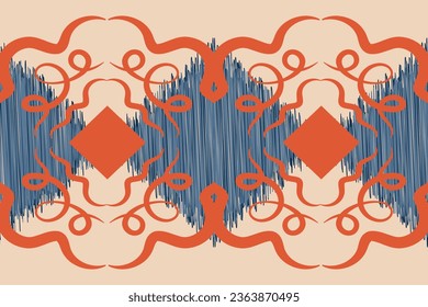 Ethnic Ikat fabric pattern geometric style.African Ikat embroidery Ethnic oriental pattern brown cream background. Abstract,vector,illustration.Texture,frame,scarf,decoration,wallpaper,silk,motif.