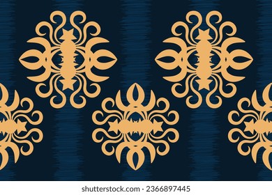 Ethnic Ikat fabric pattern geometric style.African Ikat embroidery Ethnic oriental pattern blue background. Abstract,vector,illustration.Texture,clothing,frame,decoration,carpet,motif.