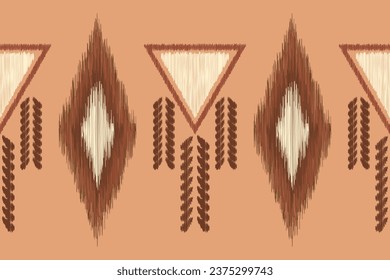 Ethnic Ikat fabric pattern geometric style.African Ikat embroidery Ethnic oriental pattern brown background. Abstract,vector,illustration.Texture,frame,scarf,decoration,wallpaper,silk,motif.