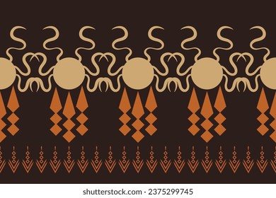 Ethnic Ikat fabric pattern geometric style.African Ikat embroidery Ethnic oriental pattern brown background. Abstract,vector,illustration.Texture,frame,scarf,decoration,wallpaper,silk,motif.