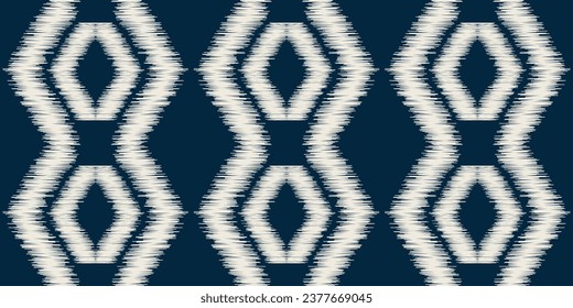 Ethnic Ikat fabric pattern geometric style.African Ikat embroidery Ethnic oriental pattern blue background. Abstract,vector,illustration.Texture,clothing,frame,decoration,carpet,motif.