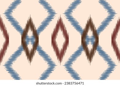 Estilo geométrico del patrón de tela de Ikat de origen étnico. bordado de ikat de origen étnico oriental de color crema marrón. Resumen,vector,ilustración.Textura,marco,bufanda,decoración,papel pintado,seda,motivo.