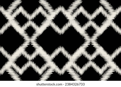 Ethnic Ikat fabric pattern geometric style.African Ikat embroidery Ethnic oriental pattern black background. Abstract,vector,illustration.Texture,frame,scarf,decoration,carpet,wallpaper,silk motif.