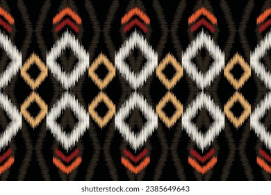 Ethnic Ikat fabric pattern geometric style.African Ikat embroidery Ethnic oriental pattern black background. Abstract,vector,illustration.Texture,frame,scarf,decoration,carpet,wallpaper,silk motif.