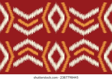 Ethnic Ikat fabric pattern geometric style.African Ikat embroidery Ethnic oriental pattern red background. Abstract,vector,illustration.Texture,clothing,frame,decoration,carpet,motif.