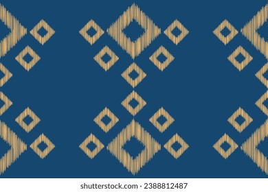 Ethnic Ikat fabric pattern geometric style.African Ikat embroidery Ethnic oriental pattern blue background. Abstract,vector,illustration.Texture,clothing,frame,decoration,carpet,motif.