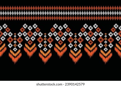 Ethnic Ikat fabric pattern geometric style.African Ikat embroidery Ethnic oriental pattern black background. Abstract,vector,illustration.Texture,frame,scarf,decoration,carpet,wallpaper,silk motif.