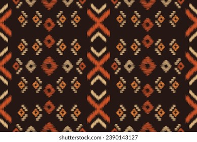 Ethnic Ikat fabric pattern geometric style.African Ikat embroidery Ethnic oriental pattern brown background. Abstract,vector,illustration.Texture,frame,scarf,decoration,wallpaper,silk,motif.