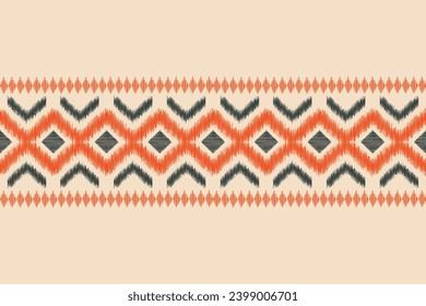 Estilo geométrico del patrón de tela de Ikat de origen étnico. bordado de ikat de origen étnico oriental de color crema marrón. Resumen,vector,ilustración.Textura,ropa,marco,decoración,alfombra,motivo.