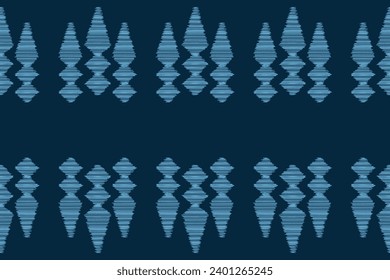 Ethnic Ikat fabric pattern geometric style.African Ikat embroidery Ethnic oriental pattern blue background. Abstract,vector,illustration.Texture,clothing,frame,decoration,carpet,motif.