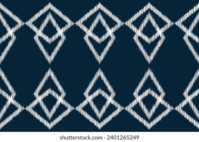 Ethnic Ikat fabric pattern geometric style.African Ikat embroidery Ethnic oriental pattern blue background. Abstract,vector,illustration.Texture,clothing,frame,decoration,carpet,motif.