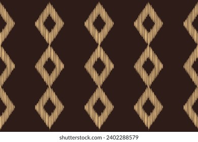 Ethnic Ikat fabric pattern geometric style.African Ikat embroidery Ethnic oriental pattern brown background. Abstract,vector,illustration.Texture,frame,scarf,decoration,wallpaper,silk,motif.