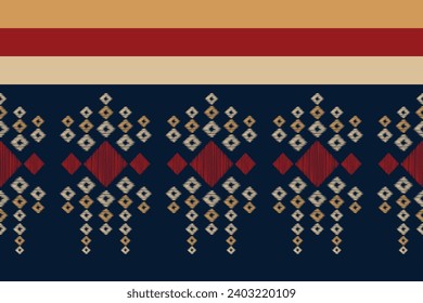 Ethnic Ikat fabric pattern geometric style.African Ikat embroidery Ethnic oriental pattern blue background. Abstract,vector,illustration.Texture,clothing,frame,decoration,carpet,motif.
