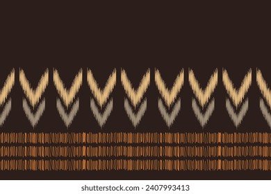 Ethnic Ikat fabric pattern geometric style.African Ikat embroidery brown Ethnic oriental pattern brown background. Abstract,vector,illustration.Texture,wallpaper,frame,decoration,carpet,motif.