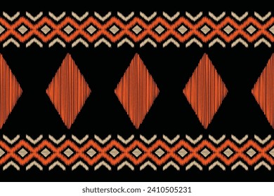 Ethnic Ikat fabric pattern geometric style.African Ikat embroidery Ethnic oriental pattern black background. Abstract,vector,illustration.Texture,clothing,frame,decoration,motif.