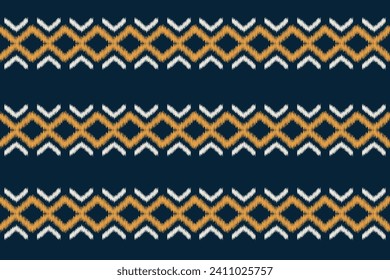 Ethnic Ikat fabric pattern geometric style.African Ikat embroidery Ethnic oriental pattern blue background. Abstract,vector,illustration.Texture,clothing,frame,decoration,motif.
