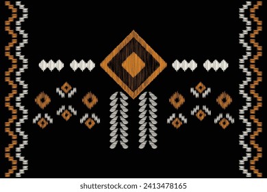 Ethnic Ikat fabric pattern geometric style.African Ikat embroidery Ethnic oriental pattern black background. Abstract,vector,illustration.Texture,clothing,frame,decoration,motif.