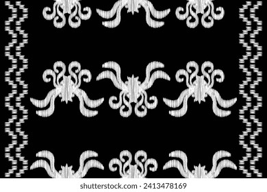 Ethnic Ikat fabric pattern geometric style.African Ikat embroidery Ethnic oriental pattern black background. Abstract,vector,illustration.Texture,clothing,frame,decoration,motif.