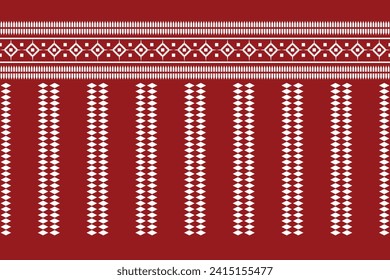 Ethnic Ikat fabric pattern geometric style.African Ikat embroidery Ethnic pattern red christmas day background. Abstract,vector,illustration.Texture,clothing,frame,decoration,motif.