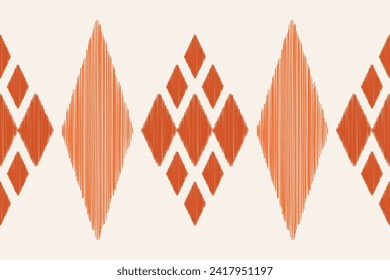 Ethnic Ikat fabric pattern geometric style.African Ikat embroidery Ethnic oriental pattern brown cream background. Abstract,vector,illustration.Texture,clothing,frame,decoration,motif,carpet.
