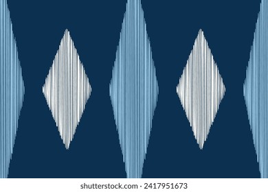 Ethnic Ikat fabric pattern geometric style.African Ikat embroidery Ethnic oriental pattern blue background. Abstract,vector,illustration.Texture,clothing,frame,decoration,motif.