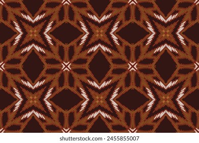 Ethnic Ikat Fabric Pattern Geometric style.african Ikat Embroidery Ethnic Oriental Pattern Brown Cream Background. abstract,vector,illustration.texture,frame,scarf,decoration,wallpaper,silk,motif.