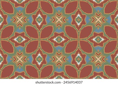Ethnische Ikat Stoff Muster Geometrischer Stil.Afrikanische Ikat Stickerei Ethnische Orientalische Muster Brown Cream Hintergrund. Abstrakt,Vektorgrafik,Illustration.Textur,Rahmen,Schal,Dekoration,Bildschirmhintergrund,Seide,Motiv.