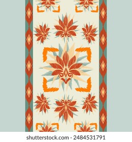 Ethnic Ikat fabric pattern geometric and African Ikat embroidery Ethnic style, for texture, clothing, wrapping,decoration,carpet.